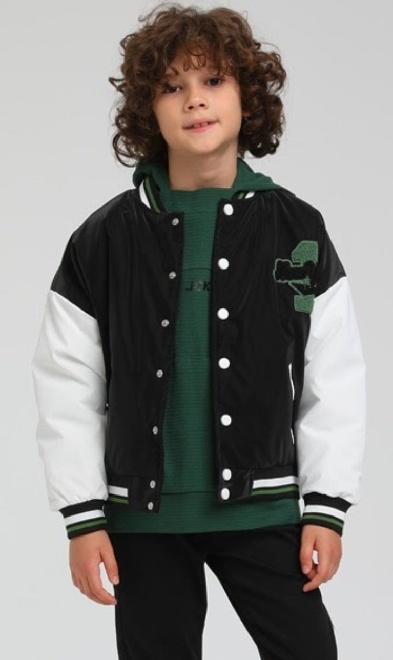 Erkek Çocuk İçi Kapitone Siyah Beyaz Kolej Mont