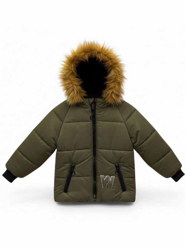 Erkek Çocuk İçi Peluş Kapüşonlu Kürklü Kışlık Kaban