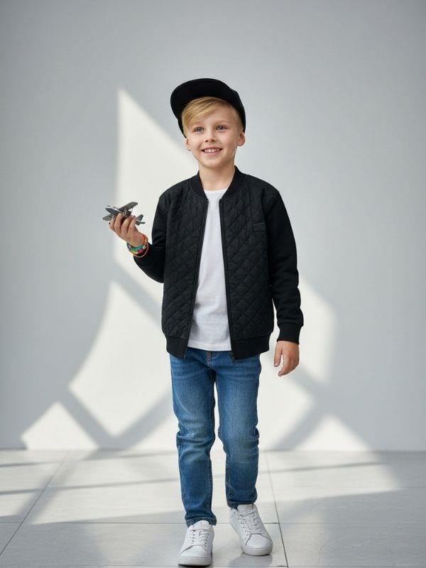 Erkek Çocuk İçi Şardonlu Kapitone Fermuarlı Hırka