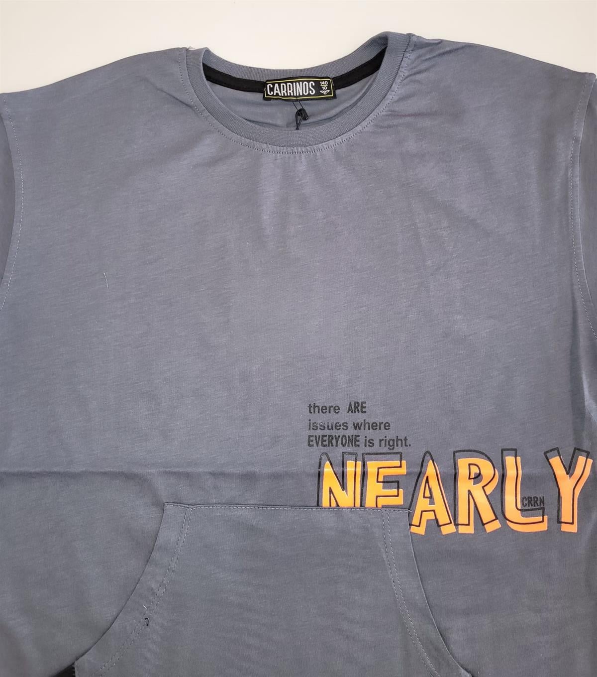 Erkek Çocuk Kanguru Cepli Arkası Yazılı Tshirt