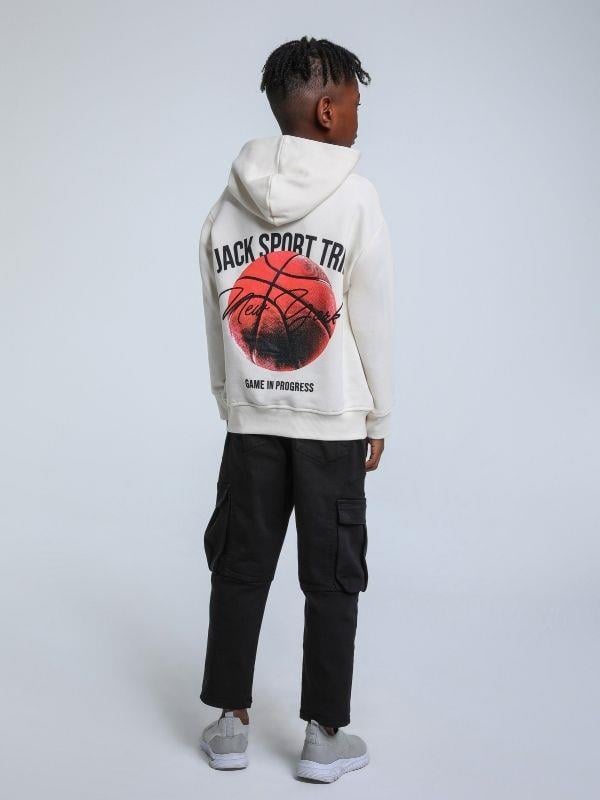 Erkek Çocuk Kapüşonlu Basketbol Baskılı 3 İplik Sweatshirt