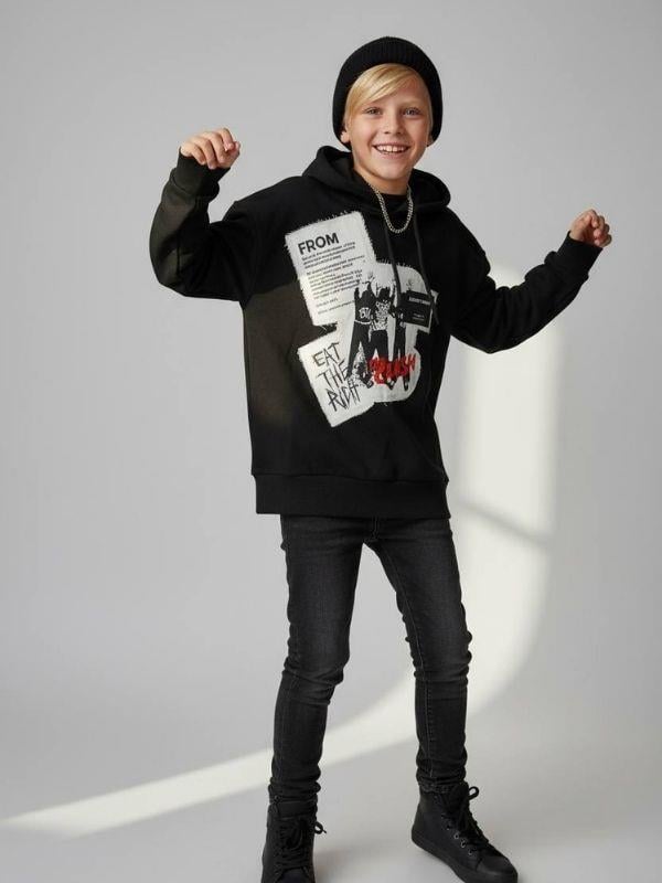 Erkek Çocuk Kapüşonlu Baskılı Teenage Tasarım Sweatshirt