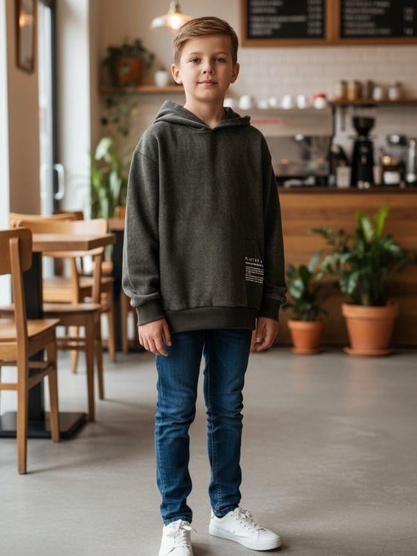 Erkek Çocuk Kapüşonlu Batik Desenli Sweatshirt