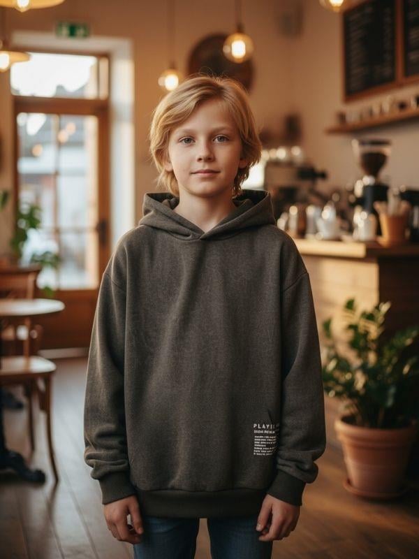 Erkek Çocuk Kapüşonlu Batik Desenli Sweatshirt