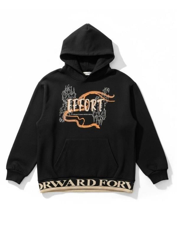 Erkek Çocuk Kapüşonlu Kanguru Cepli Effort Baskılı Sweatshirt