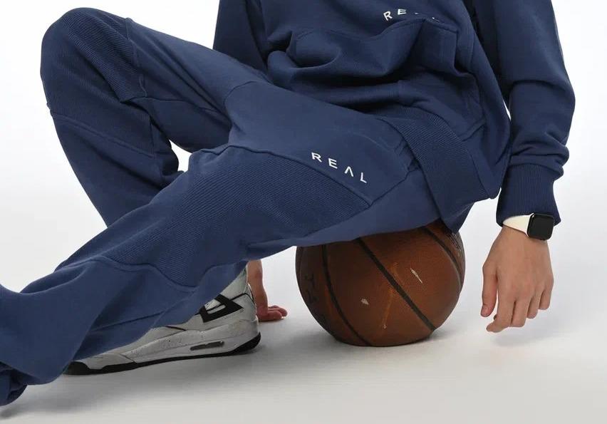Erkek Çocuk Kapüşonlu Sweatshirt Real Yazılı Jogger Eşofman Takım