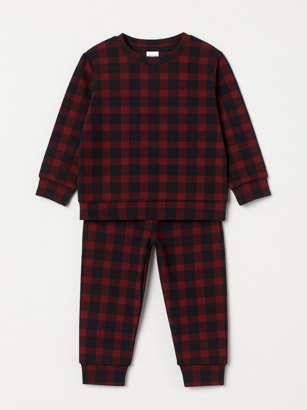 Erkek Çocuk Kareli Yumuşak Dokulu Pijama Takımı
