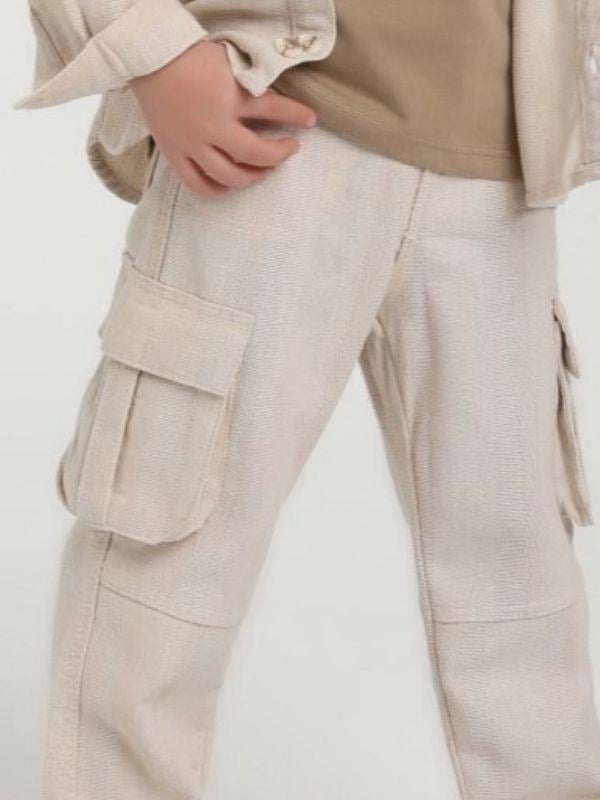Erkek Çocuk Kargo Cepli Keten Pantolon