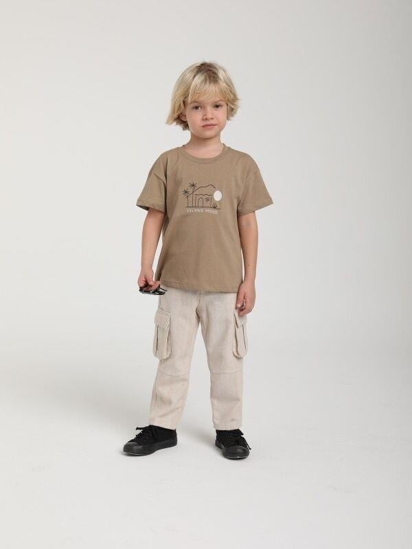 Erkek Çocuk Kargo Cepli Keten Pantolon