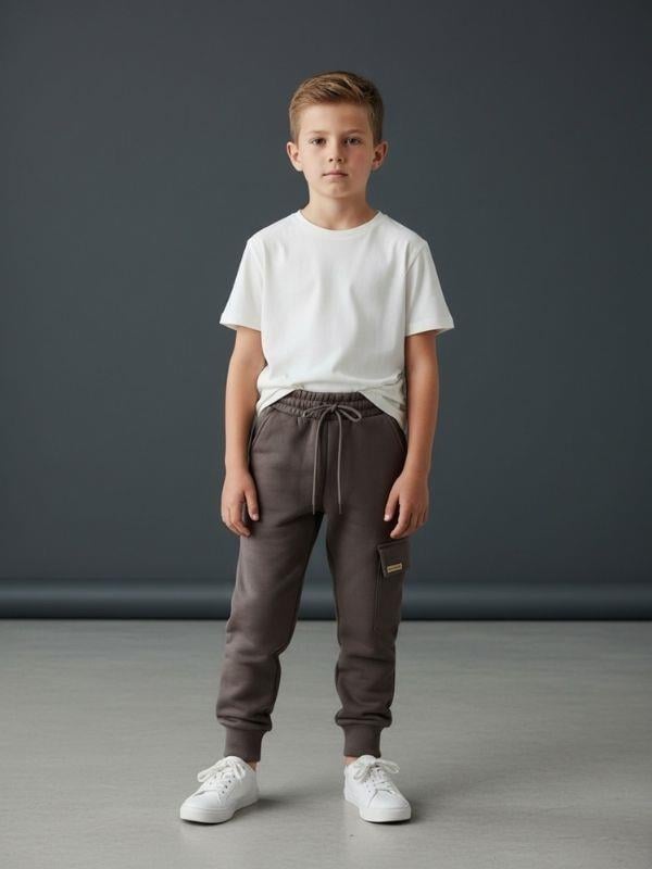 Erkek Çocuk Kargo Cepli Şardonlu Eşofman Alt