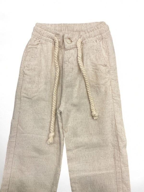 Erkek Çocuk Kendinden Desenli Keten Pantolon