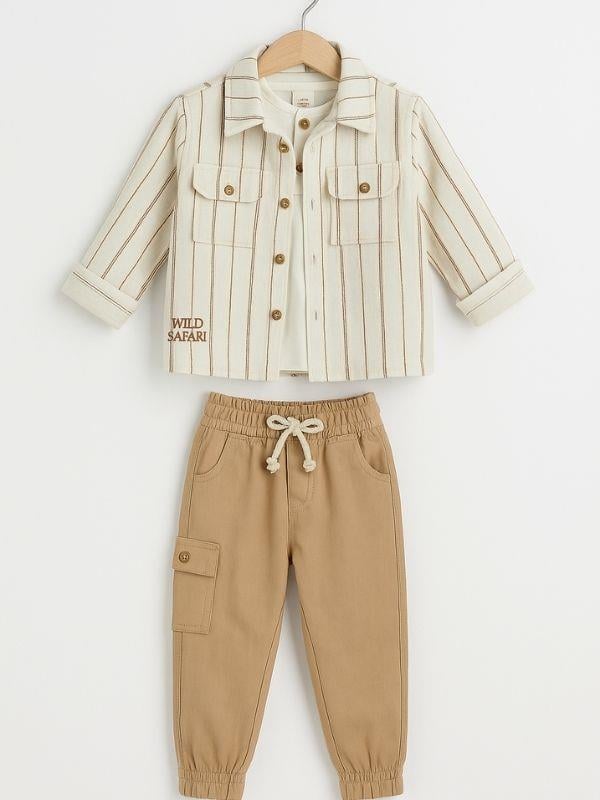 Erkek Çocuk Keten 3'lü Pantolonlu Takım