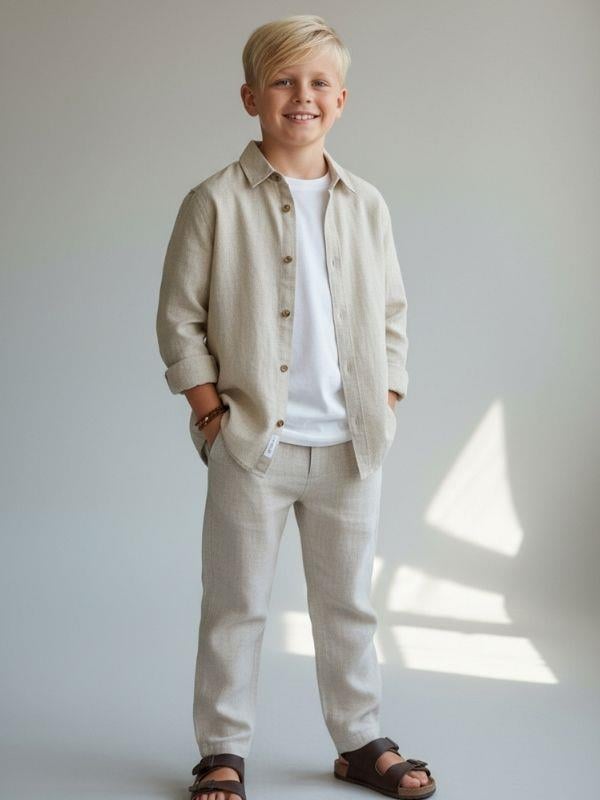 Erkek Çocuk Keten Gömlek