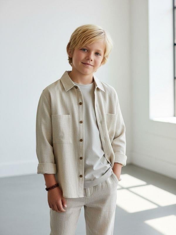 Erkek Çocuk Keten Gömlek