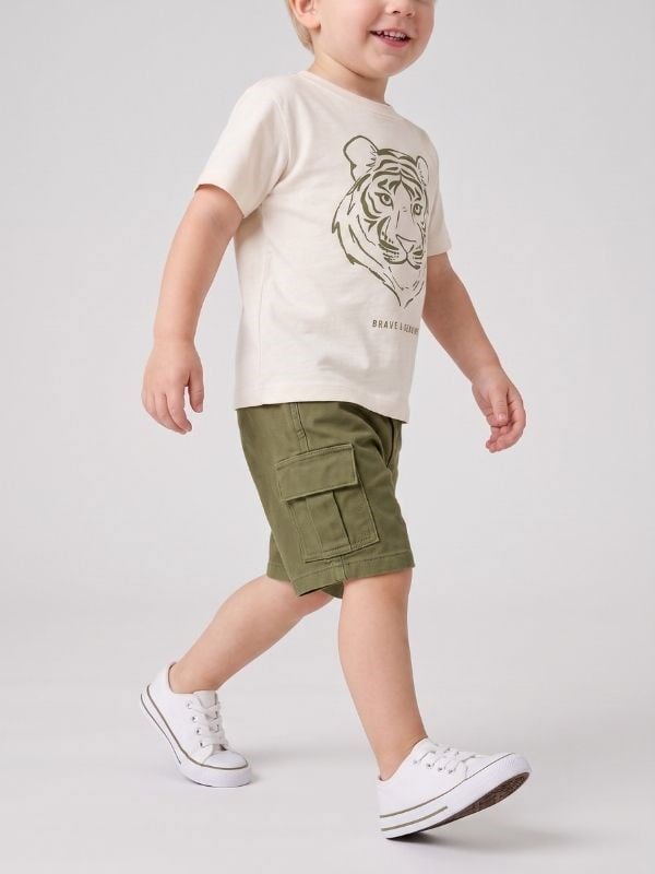 Erkek Çocuk Keten Kargo Cepli Tasarım Şort