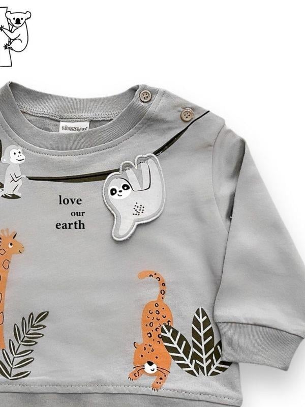 Erkek Çocuk Koala Baskılı Pamuklu Sweatshirt