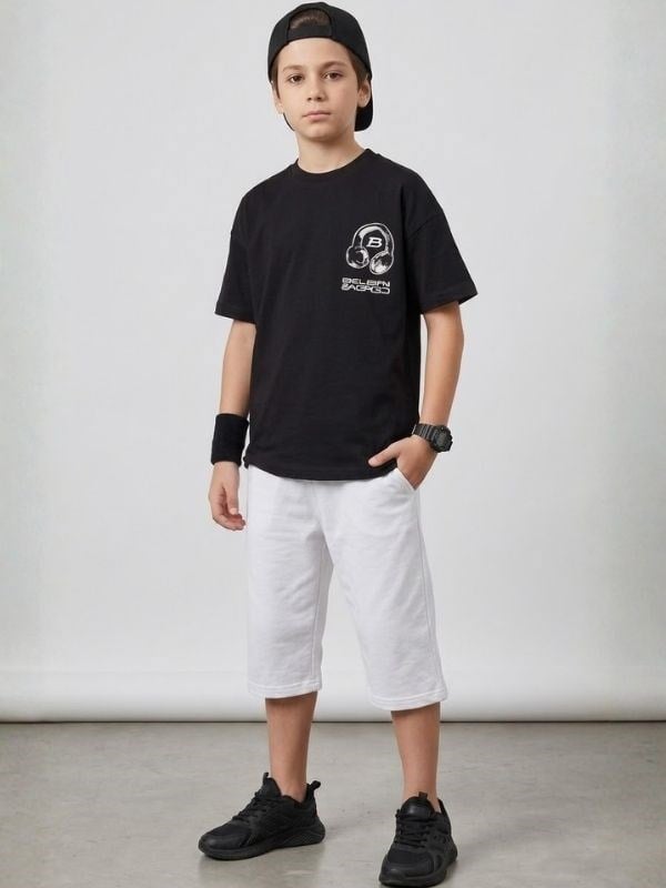 Erkek Çocuk Kulaklık Baskılı T-shirt