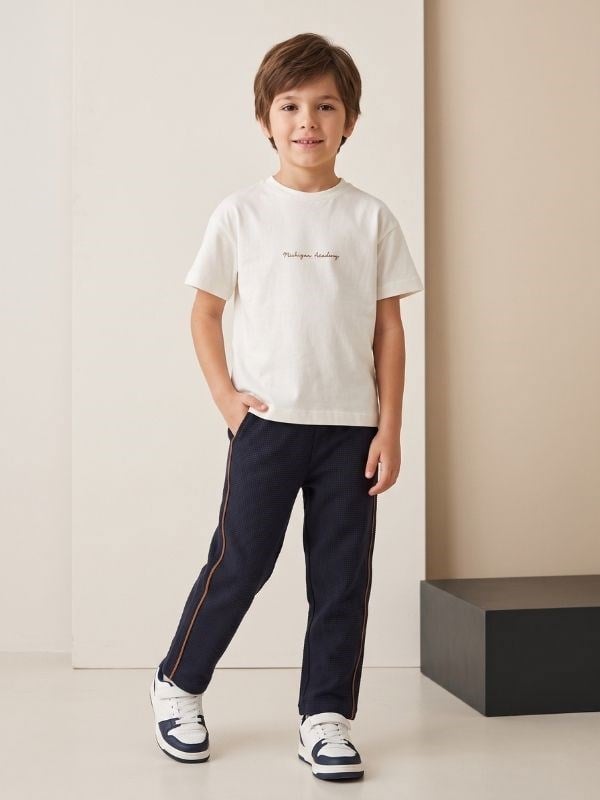 Erkek Çocuk Lacivert Fermuarlı Ceket T-shirt ve Pantolon Takım