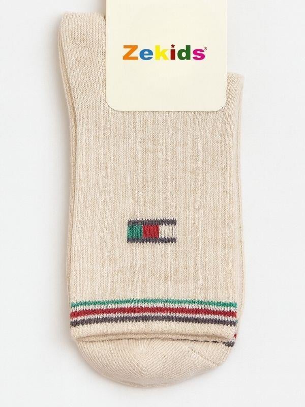 Erkek Çocuk Logolu Düz Dikiş Pamuklu Çorap