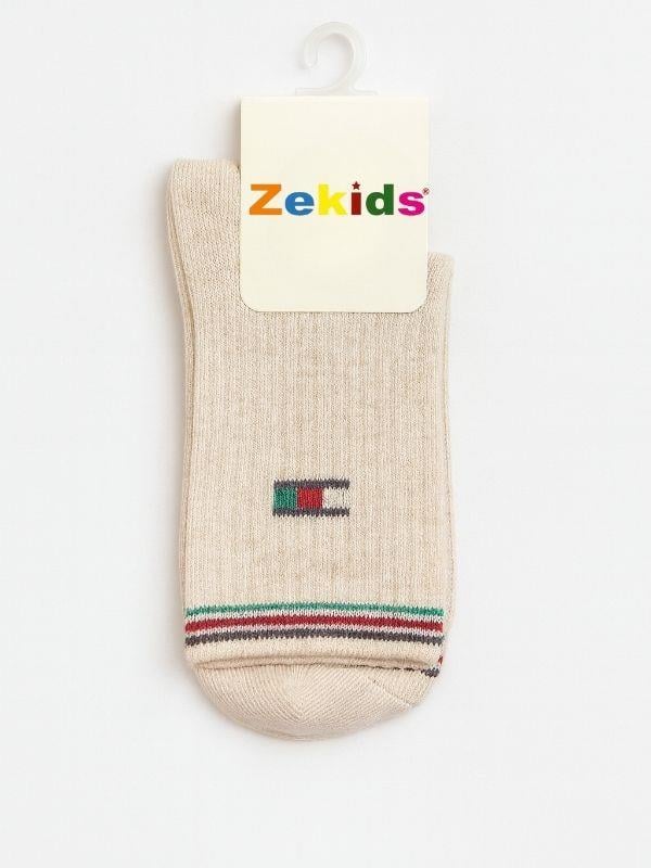 Erkek Çocuk Logolu Düz Dikiş Pamuklu Çorap
