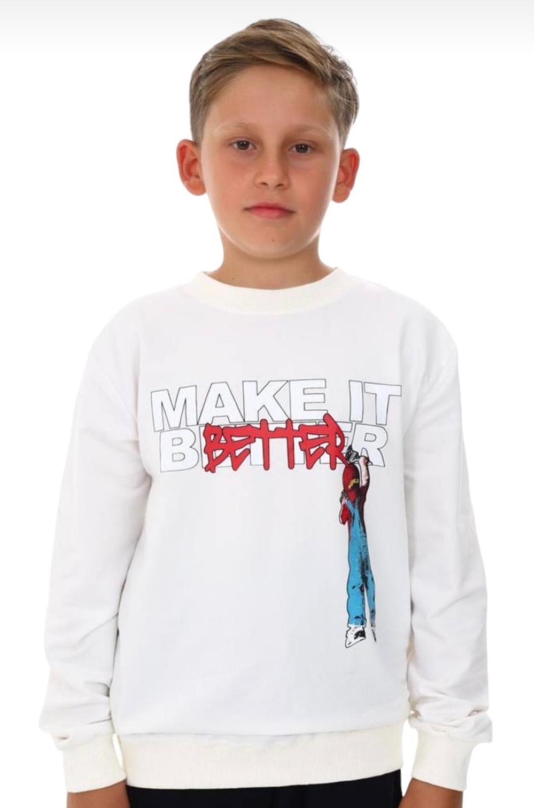 Erkek Çocuk Make It Better Yazılı Sweatshirt