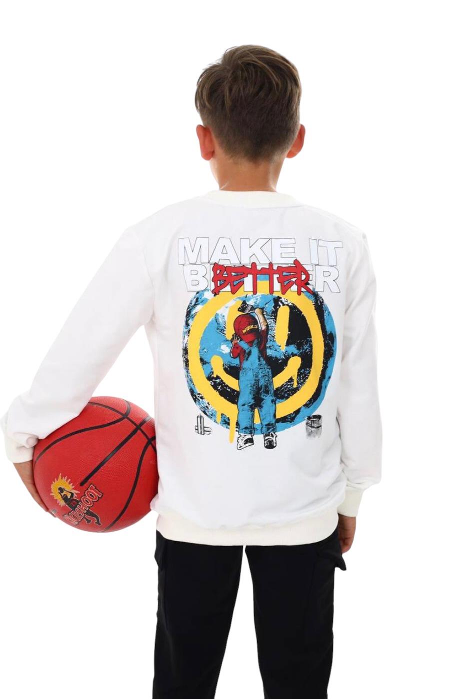 Erkek Çocuk Make It Better Yazılı Sweatshirt