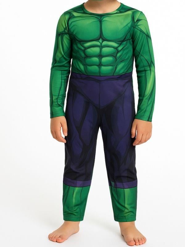 Erkek Çocuk Maskeli Kaslı Hulk Kostümü
