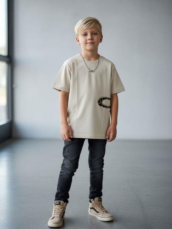 Erkek Çocuk Minimal Baskılı Pamuklu T-shirt