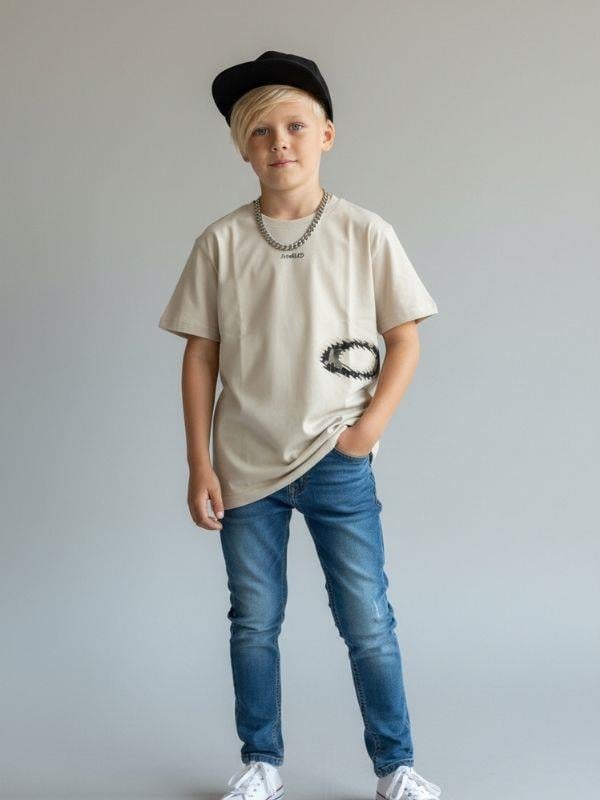 Erkek Çocuk Minimal Baskılı Pamuklu T-shirt