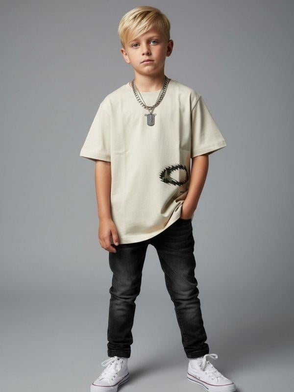 Erkek Çocuk Minimal Baskılı Pamuklu T-shirt