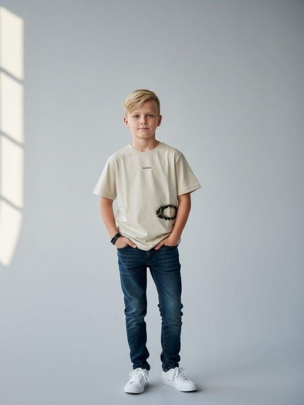 Erkek Çocuk Minimal Baskılı Pamuklu T-shirt