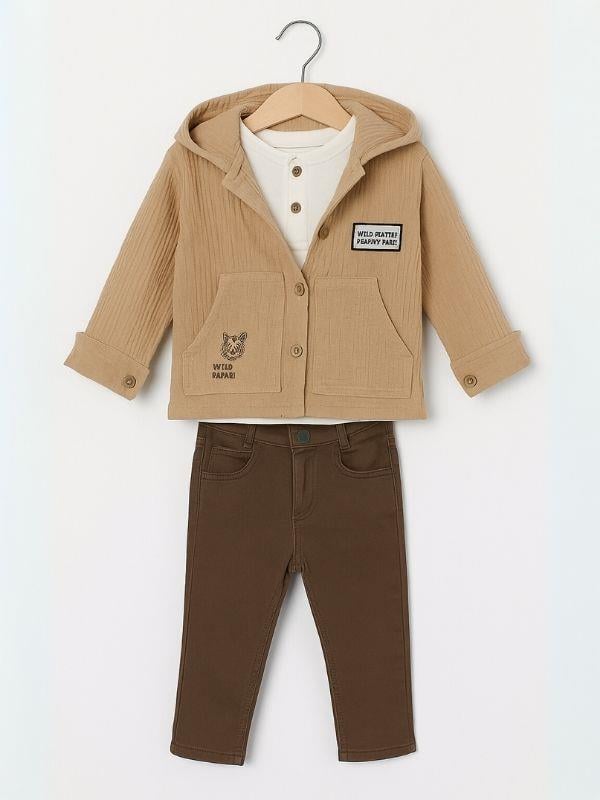 Erkek Çocuk Müslin 3'lü Pantolonlu Takım