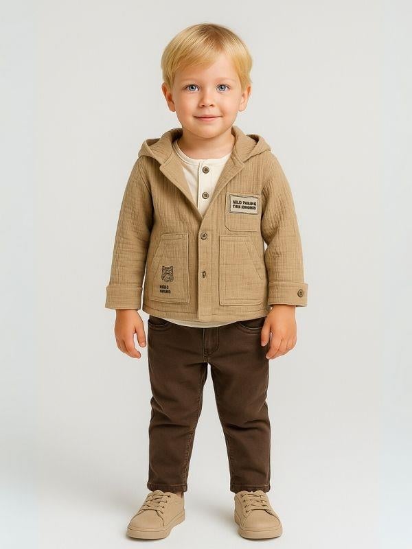 Erkek Çocuk Müslin 3'lü Pantolonlu Takım