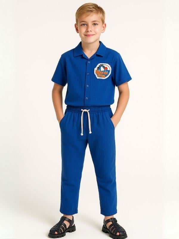 Erkek Çocuk Müslin Kumaş Beli Lastikli Pantolon