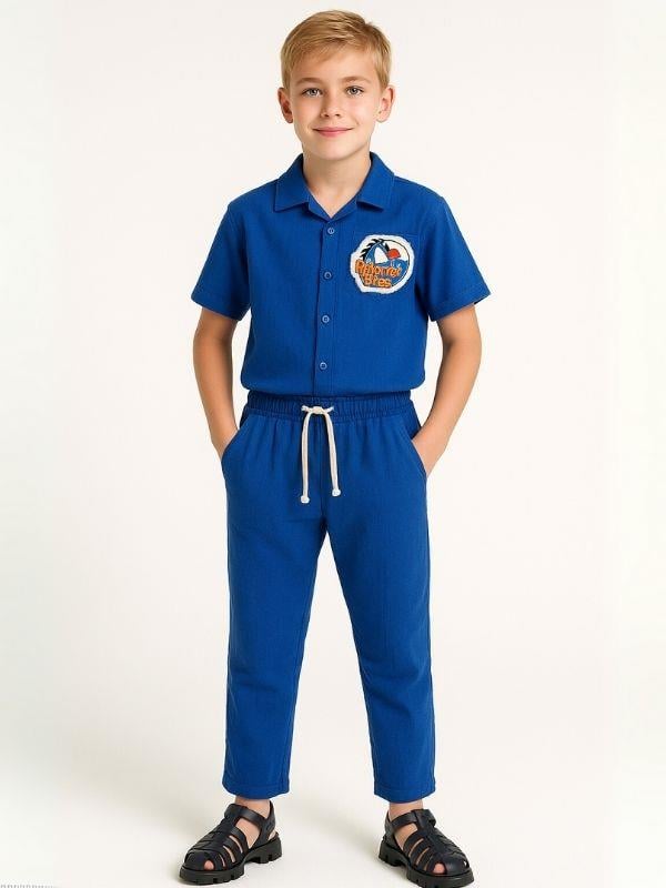 Erkek Çocuk Müslin Kumaş Hawai Armalı Gömlek