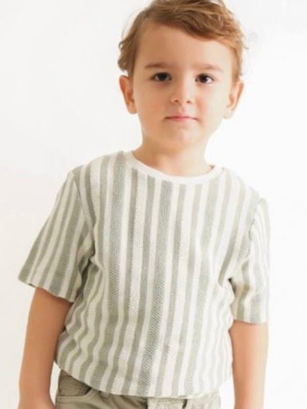 Erkek Çocuk Örme Triko Çizgili T-shirt