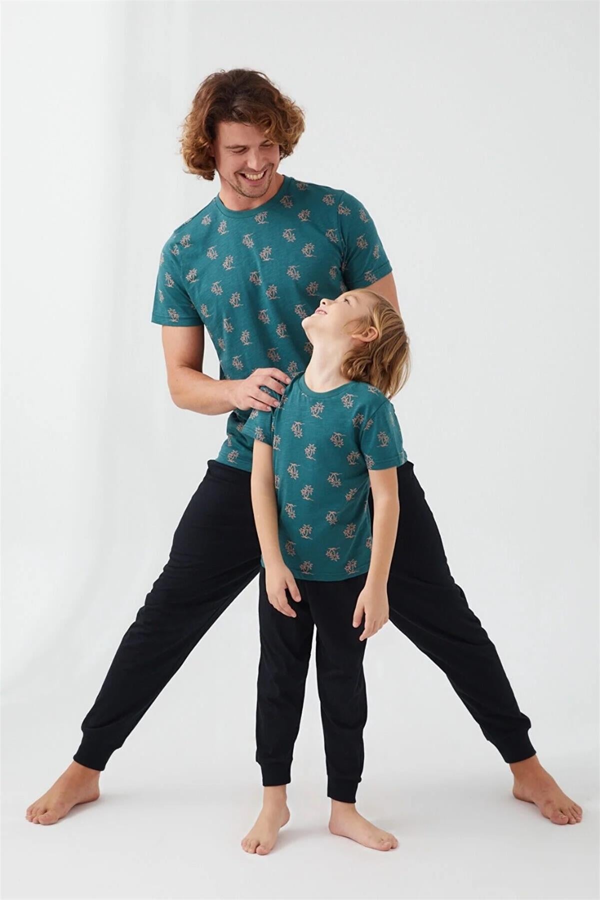 Erkek Çocuk Palmiye Ağaçlı Pijama Takım