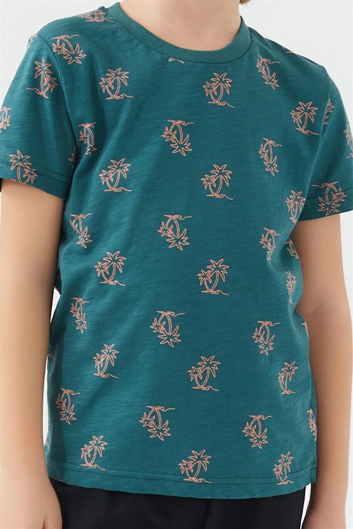 Erkek Çocuk Palmiye Ağaçlı Pijama Takım