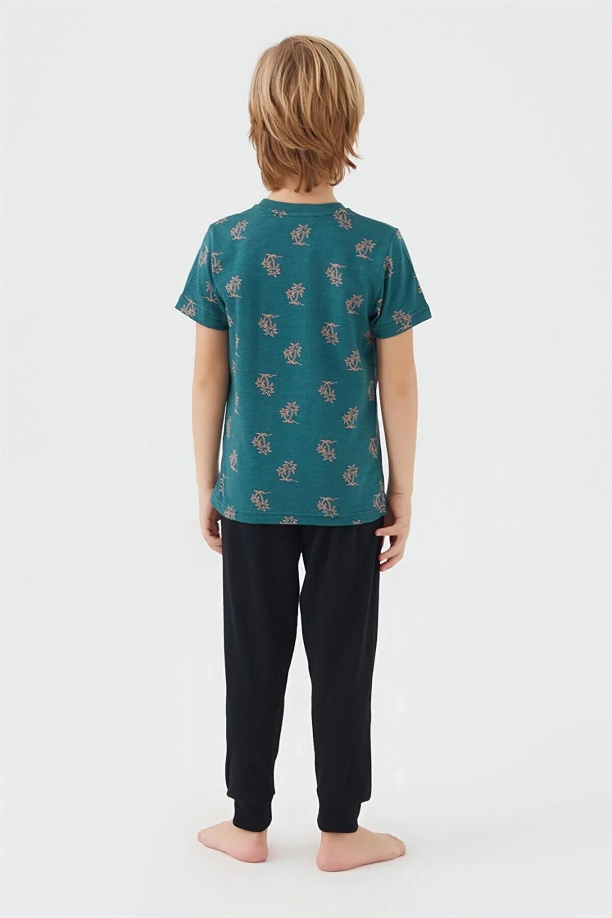 Erkek Çocuk Palmiye Ağaçlı Pijama Takım
