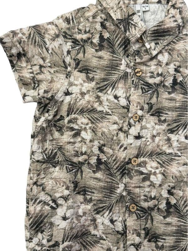 Erkek Çocuk Palmiye Desenli Yarım Kollu Gömlek