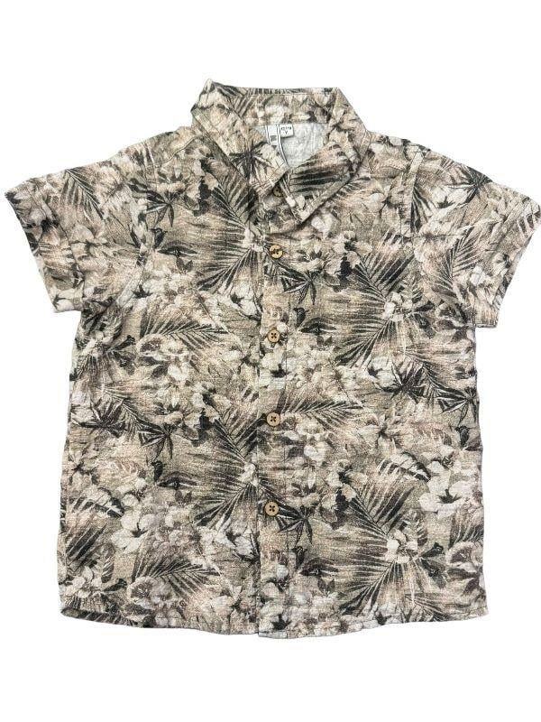 Erkek Çocuk Palmiye Desenli Yarım Kollu Gömlek