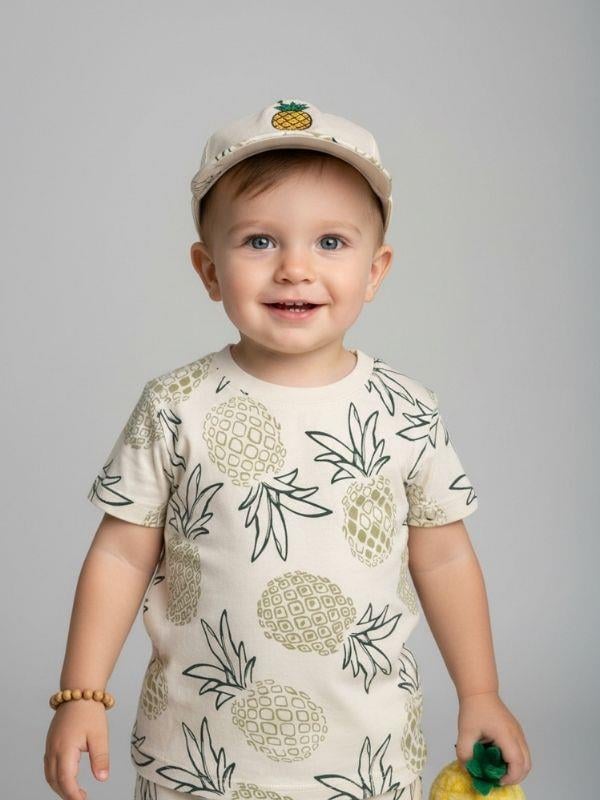 Erkek Çocuk Pamuklu Ananas Baskılı T-shirt