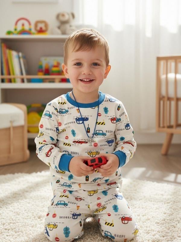 Erkek Çocuk Pamuklu Araba Desenli Pijama Takımı