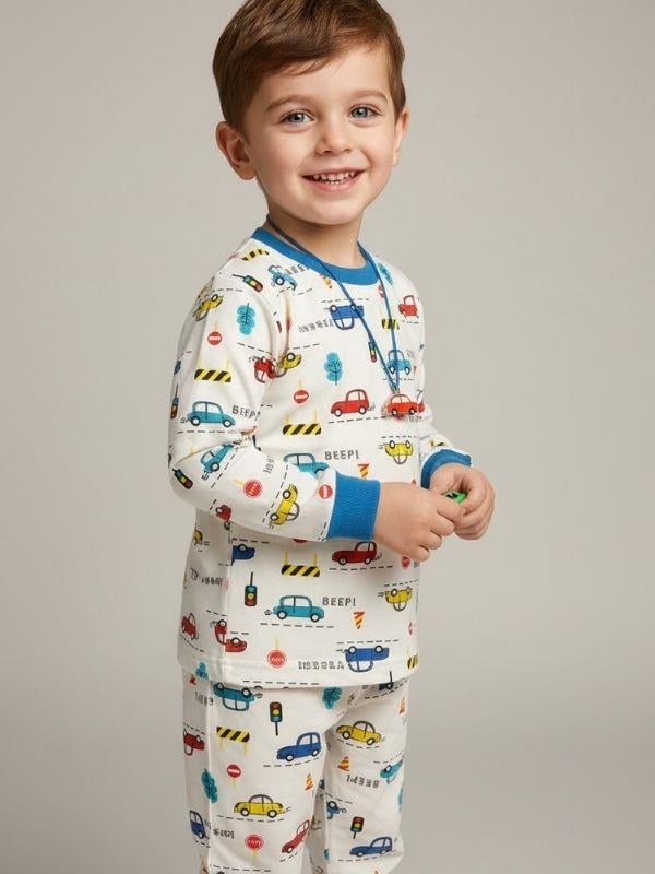 Erkek Çocuk Pamuklu Araba Desenli Pijama Takımı