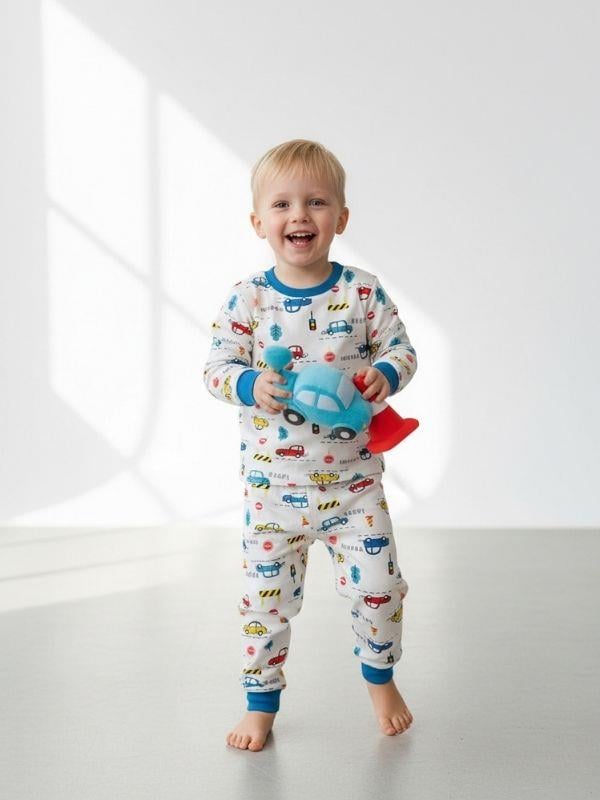 Erkek Çocuk Pamuklu Araba Desenli Pijama Takımı