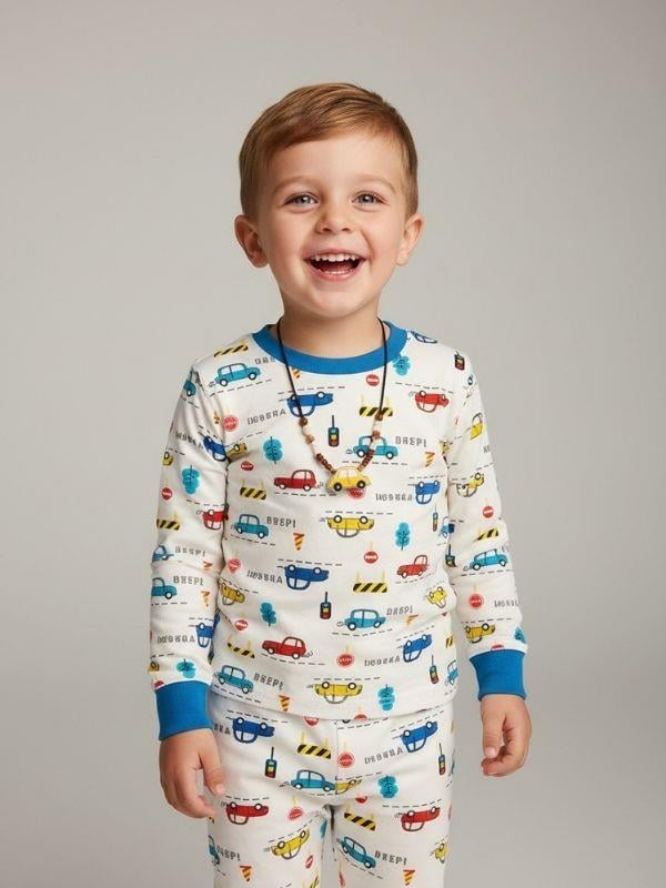 Erkek Çocuk Pamuklu Araba Desenli Pijama Takımı