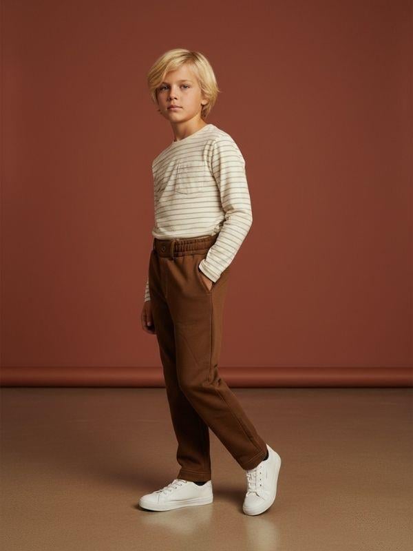 Erkek Çocuk Pamuklu Arkası Cep Detaylı Beli Lastikli Eşofman Altı