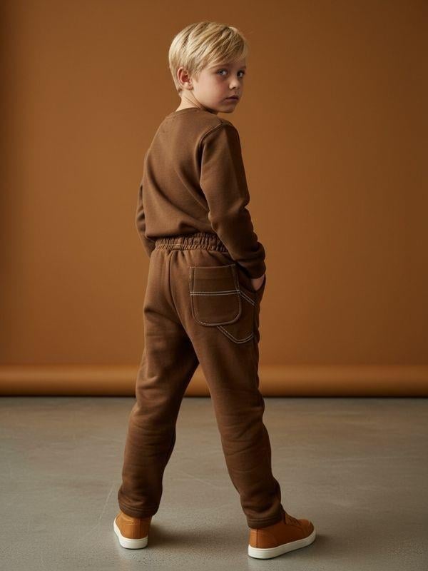 Erkek Çocuk Pamuklu Arkası Cep Detaylı Beli Lastikli Eşofman Altı