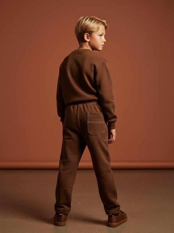 Erkek Çocuk Pamuklu Arkası Cep Detaylı Beli Lastikli Eşofman Altı