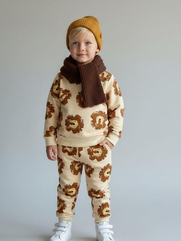 Erkek Çocuk Pamuklu Aslan Baskılı Eşofman Takım